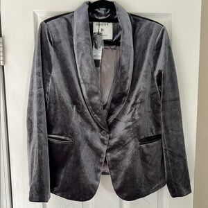 Allegra K Gray  velvet Blazer with Shawl Lapels
